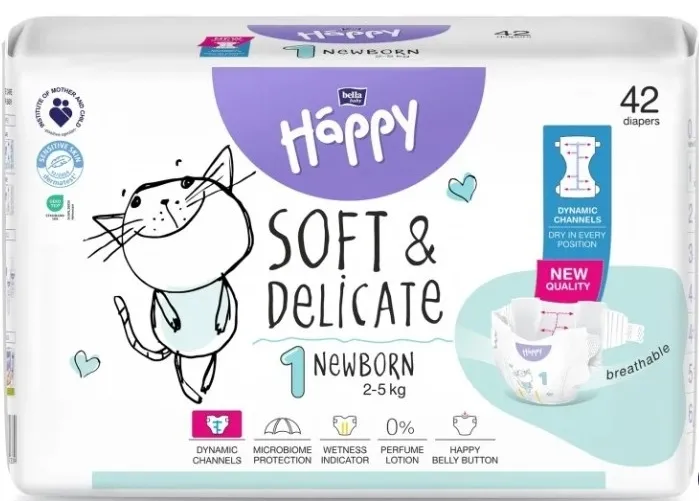 Pannolini per bambini 2-5 kg, taglia 1 Neonato, 42 pezzi