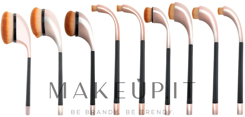 Set pennelli trucco con manico in metallo, 9 pz