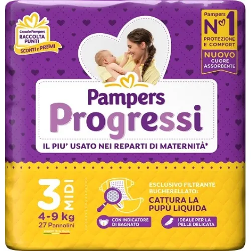 PAMPERS PROGRESSI MIDI PANNOLINO 3 4-9KG 27 PEZZI