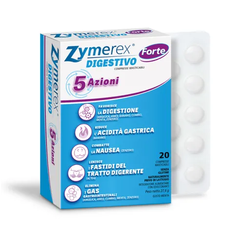 Zymerex Digestivo  Forte - Confezione da 20 compresse masticabili.