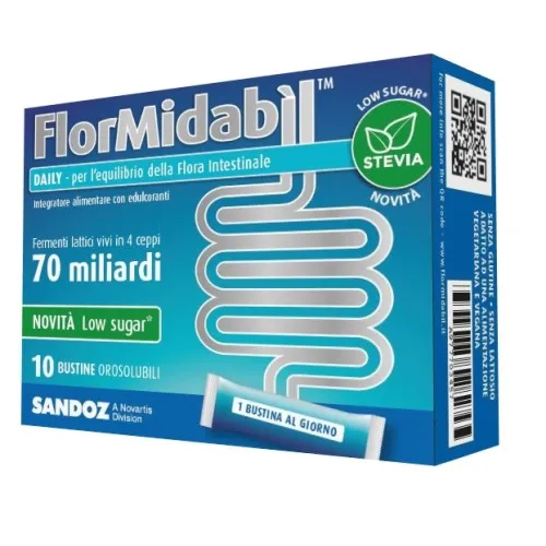 FlorMidabìl Daily - Integratore alimentare a base di probiotici con Stevia - Formato 10 buste