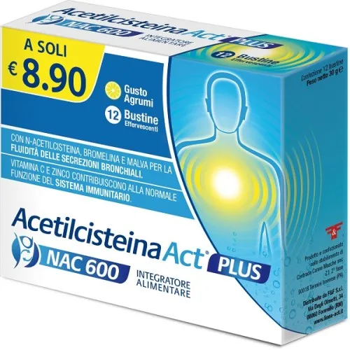 ACETILCISTEINA ACT 600PLUS 12B