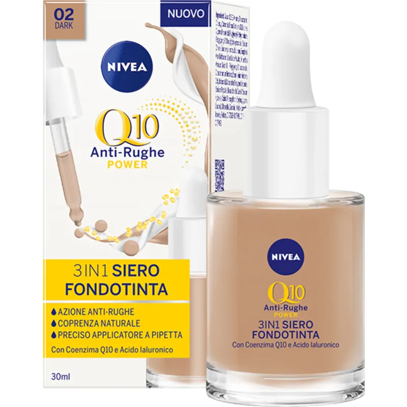 NIVEA VISAGE Q10 3 IN 1 SIERO FONDOTINTA ANTIRUGHE POWER N.02 DARK 30 ML