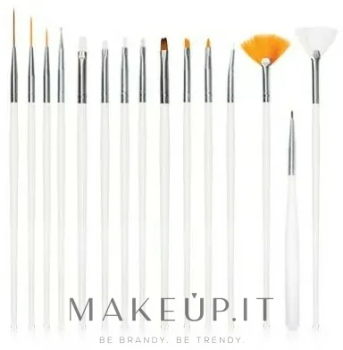 Set pennelli per nail design, bianco, 15 pz