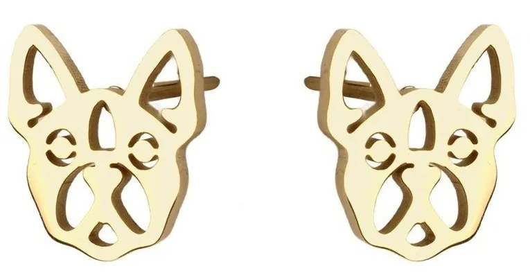 Orecchini in acciaio inossidabile placcato oro "Cane", KST3049