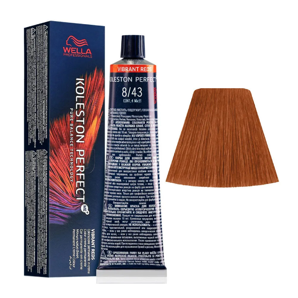 WELLA PROFESSIONALS KOLESTON PERFECT ME N.8/43 BIONDO CHIARO RAME DORATO 60 ML