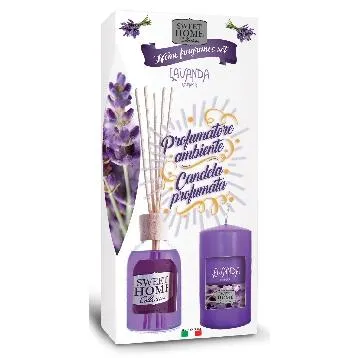 SUAREZ SWEET HOME SET REGALO LAVANDA PROFUMATORE AMBIENTE 100 ML+CANDELA PROFUMATA 135 GR