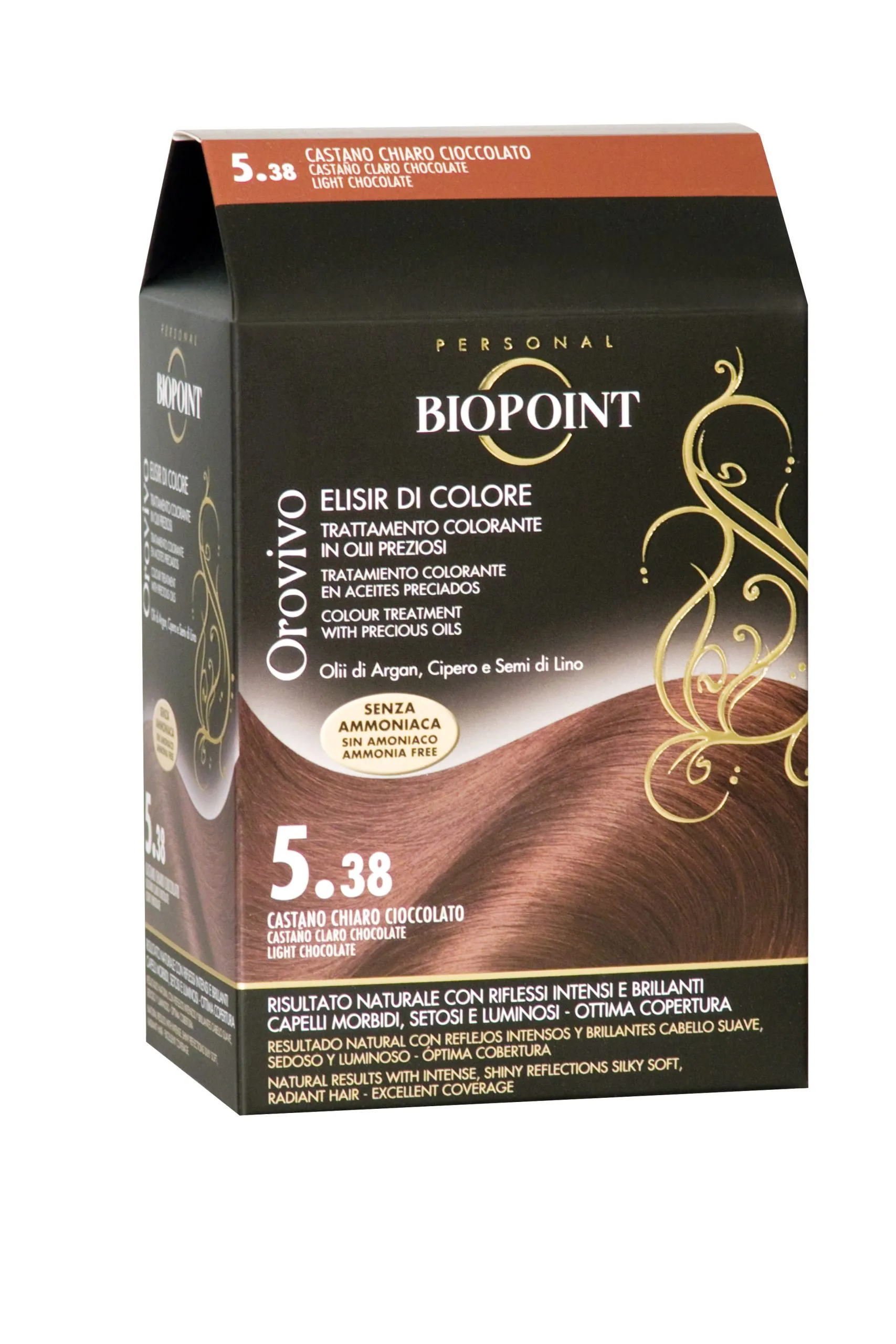 BIOPOINT OROVIVO COLOR SENZA AMMONIACA N.5.38 CASTANO CHIARO CIOCCOLATO