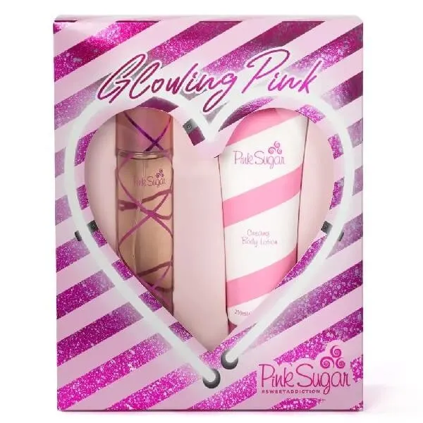 AQUOLINA GLOWING PINK SET REGALO EAU DE TOILETTE SPRAY 100 ML+CREAMY BODY LOTION 250 ML