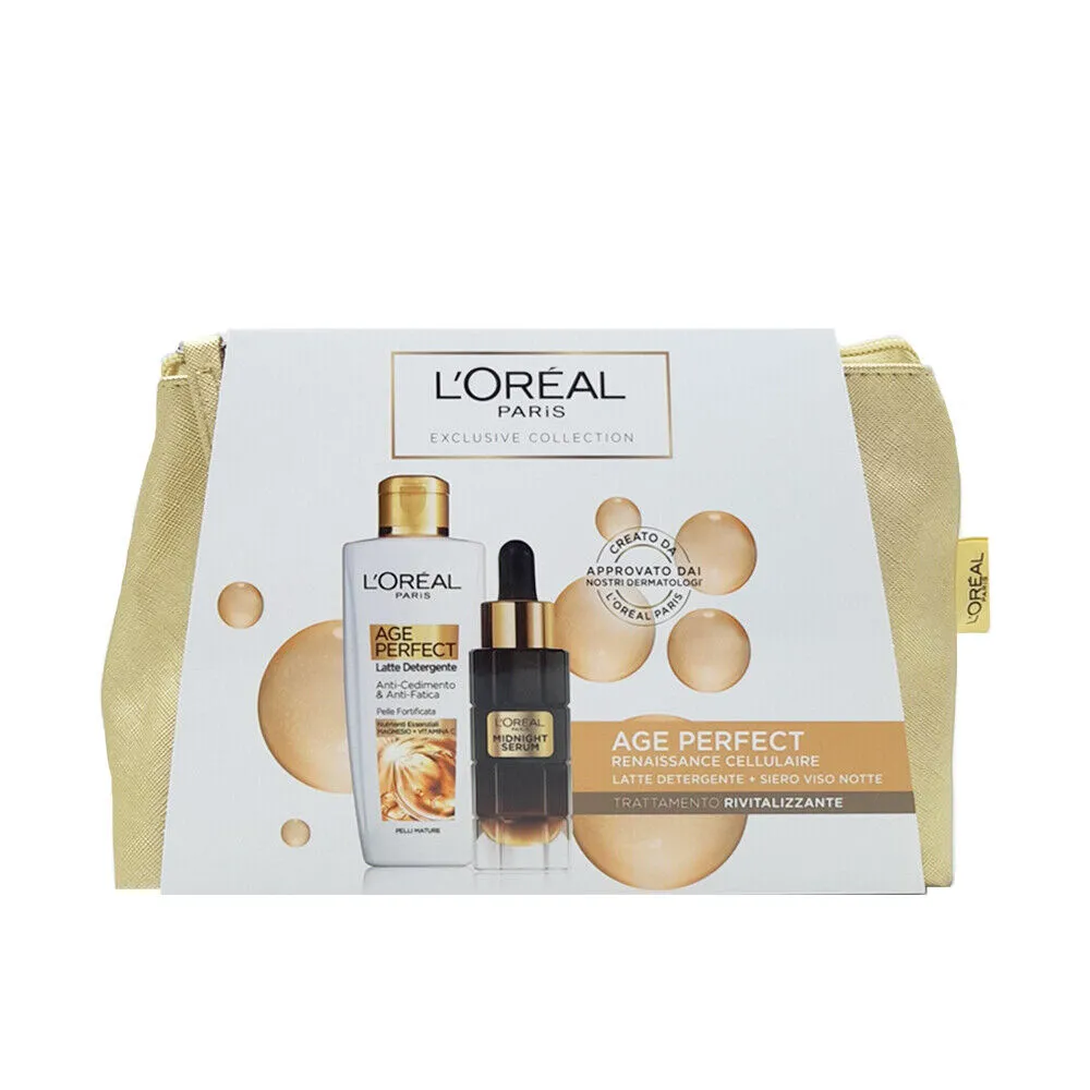 L'OREAL PARIS AGE PERFECT SET REGALO LATTE DETERGENTE 200 ML+SIERO MIDNIGHT VISO 30 ML+POCHETTE
