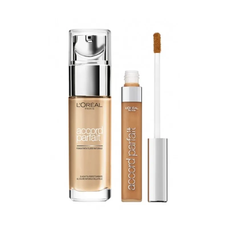 L'OREAL PARIS ACCORD PARFAIT FONDOTINTA N.5R/5C+CORRETTORE ACCORD PARFAIT N.4N