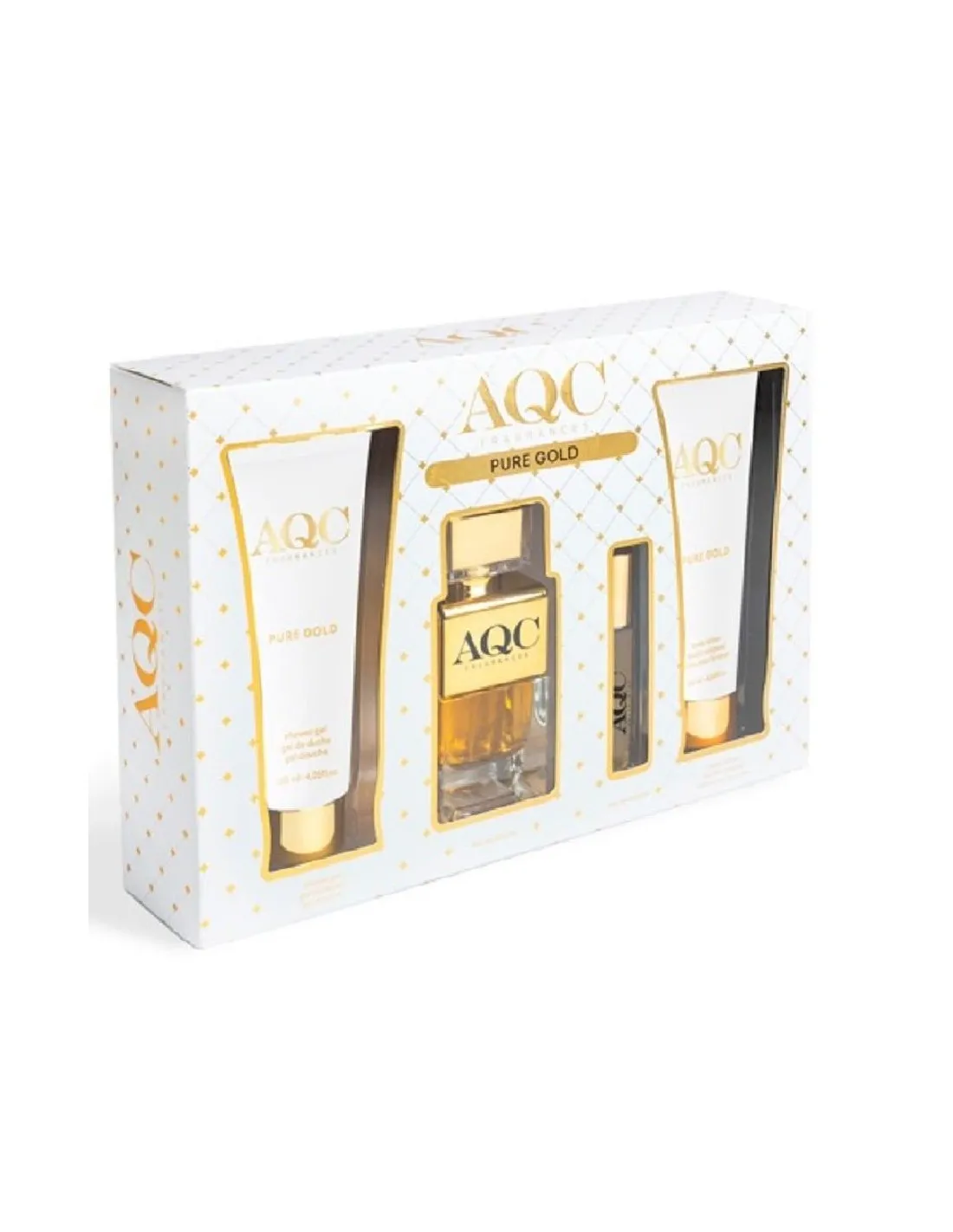 AQUARIUS AQC PURE GOLD FRAGRANCES SET REGALO EAU DE TOILETTE SPRAY 15 ML+EAU DE TOILETTE 100 ML+SHOWER GEL 120 ML+BODY LOTION 120 ML