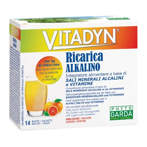 Vitadyn Ricarica Alkalino - Integratore di sali minerali, vitamine e creatina - Formato 14 buste