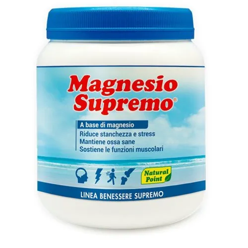 MAGNESIO SUPREMO Integratore alimentare a base di magnesio per ridurre stanchezza e stress - BARATTOLO 300 GRAMMI