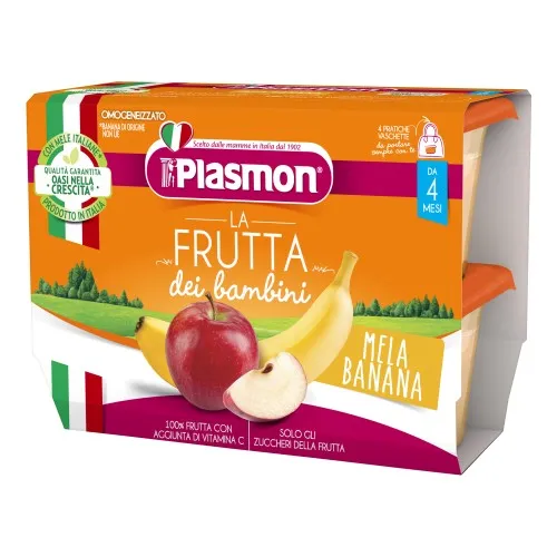 PLASMON SAPORI DI NATURA OMOGENEIZZATO MELA E BANANA 100 G X4 PEZZI