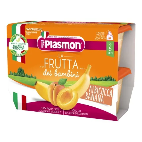PLASMON SAPORI DI NATURA OMOGENEIZZATO ALBICOCCA E BANANA 100 G X 4 PEZZI