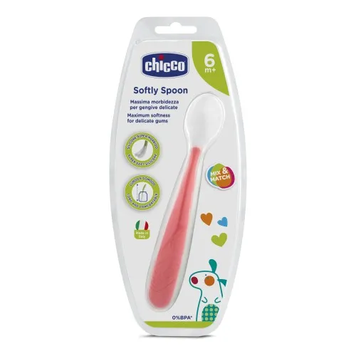 CHICCO CUCCHIAIO MORBIDO SILICONE 6M+ ROSSO UP