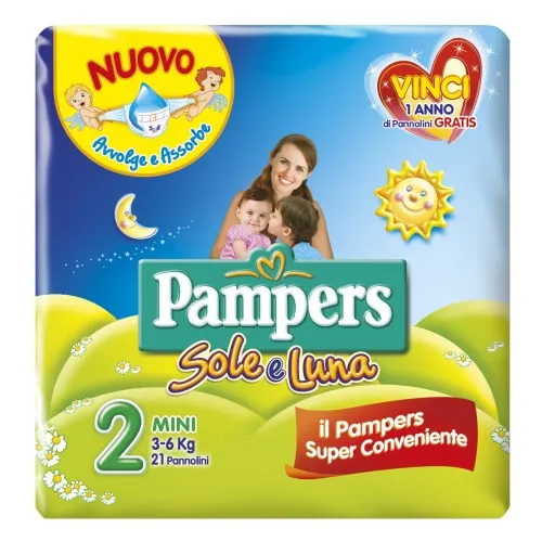 PANNOLINO PER BAMBINO PAMPERS SOLE & LUNA FLASH MINI 21 PEZZI