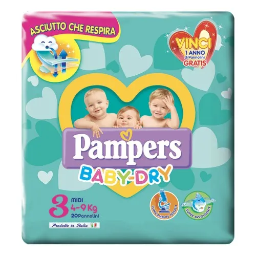 PANNOLINI PER BAMBINI PAMPERS BABY DRY DOWNCOUNT NO FLASH MINI 24 PEZZI BUONO SCONTO