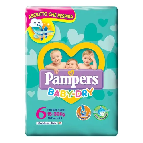 PANNOLINI PER BAMBINI PAMPERS BABY DRY DOWNCOUNT NO FLASH JUNIOR 17 PEZZI