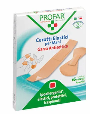 CEROTTO ELASTRICI MANI DITA ARTICOLAZIONI 16 PEZZI ASSORTITI PROFAR
