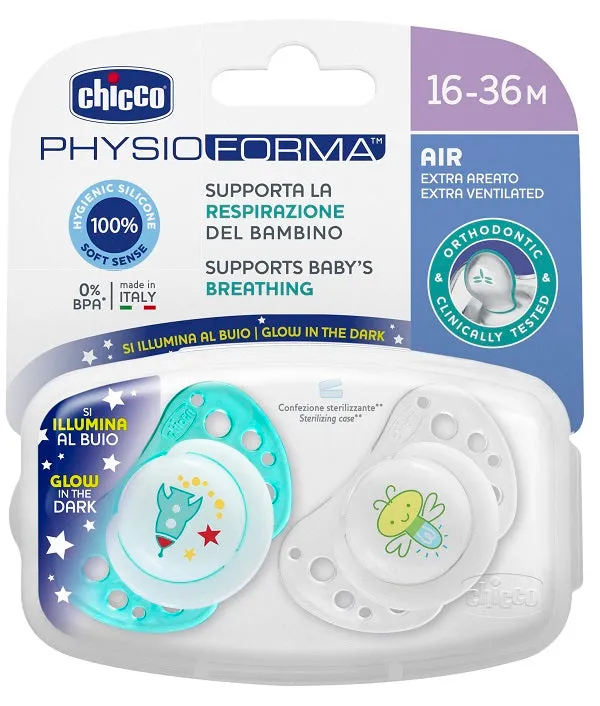 CHICCO SUCCHIETTO AIR LUMI IN SILICONE 16-36 MESI 2 PEZZI