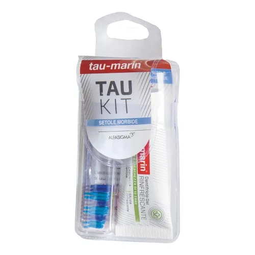 Tau Marin kit da viaggio con spazzolino richiudibile a setole morbite e dentifricio alle erbe 20