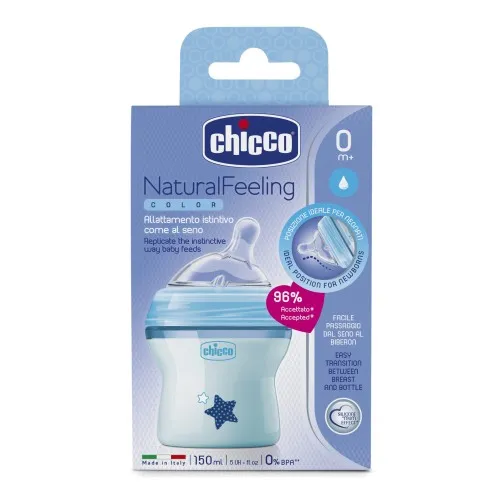 CHICCO BIBERON NATFEEL 0M+ BOY 150 ML