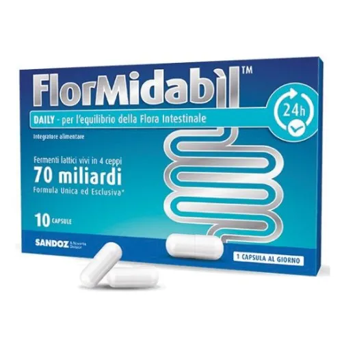 Flormidabil daily 10 Capsule - Integratore 70 miliardi di probiotici per la flora intestinale