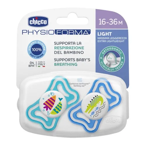 CHICCO SUCCHIETTO LIGHT BOY SILICONE 16-36 MESI 2 PEZZI
