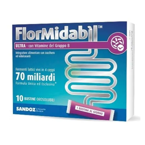 Flormidabil ultra 10 buste con stevia - Integratore alimentare per la flora intestinale e contro stanchezza e affaticamento