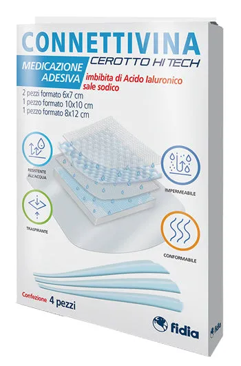 CEROTTO CONNETTIVINA HITECH 4 MISURE MISTE 2 PEZZI 6 X 7 CM + 1 PEZZO 10 X 10 CM + 1 PEZZO 8 X 12 CM