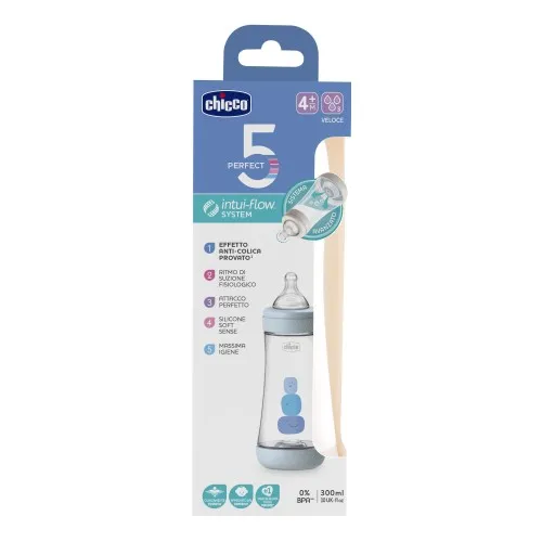 CHICCO BIBERON PERFECT 5 BOY 300 ML IN SILICONE 3 FORI