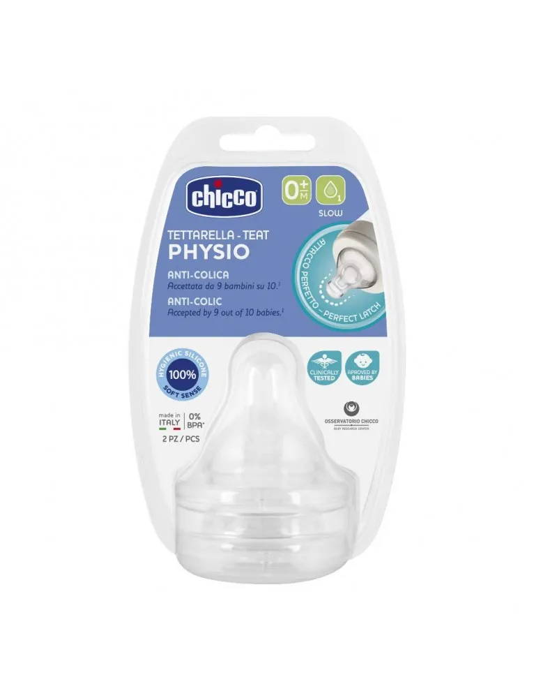 Chicco Tettarella Silicone Perfect5 Flusso Lento 0 mesi+ 1 Foro 2 Pezzi