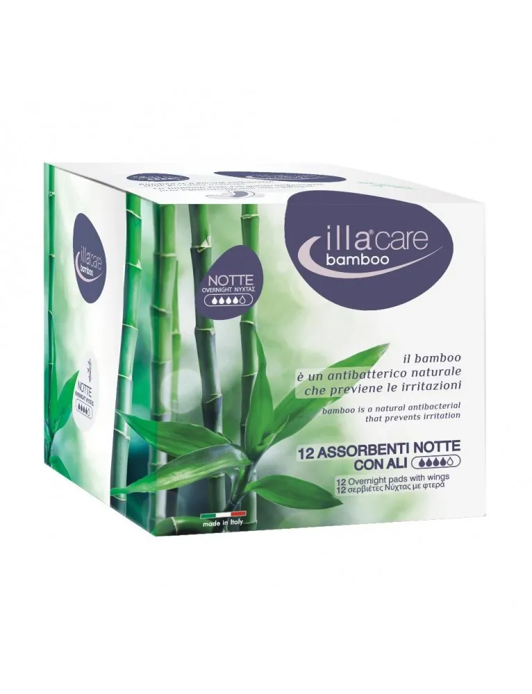Illa care Asssorbenti bamboo notte con Ali 12 pezzi