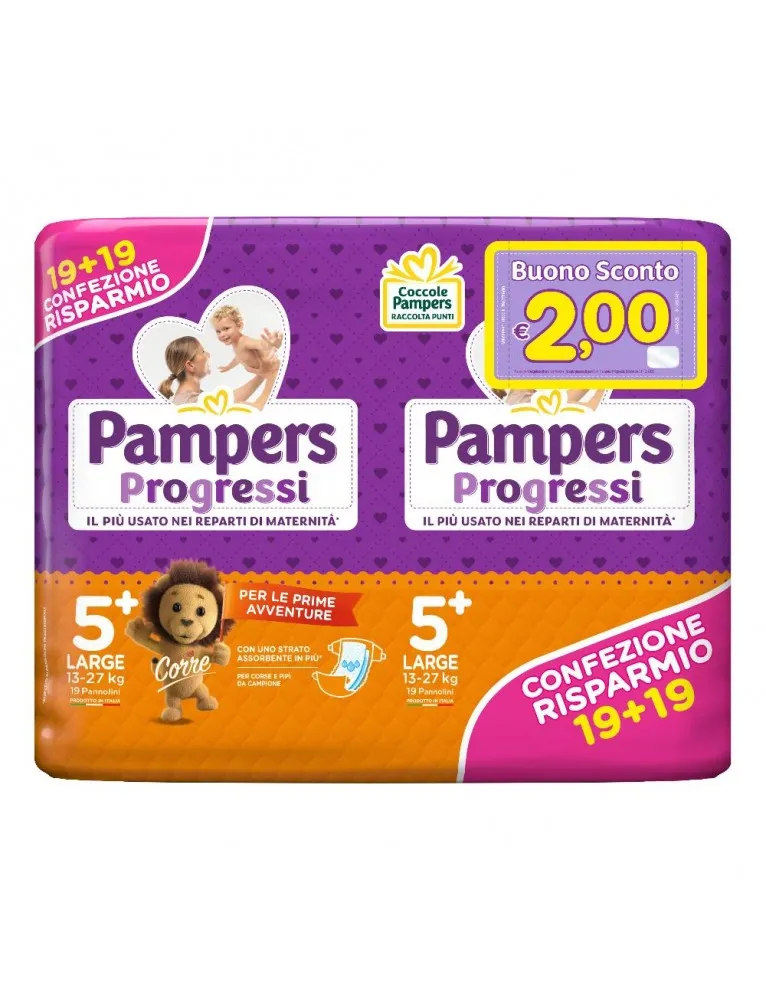 Pampers Progressi Large Taglia 5 (13kg-27kg) 38 Pezzi