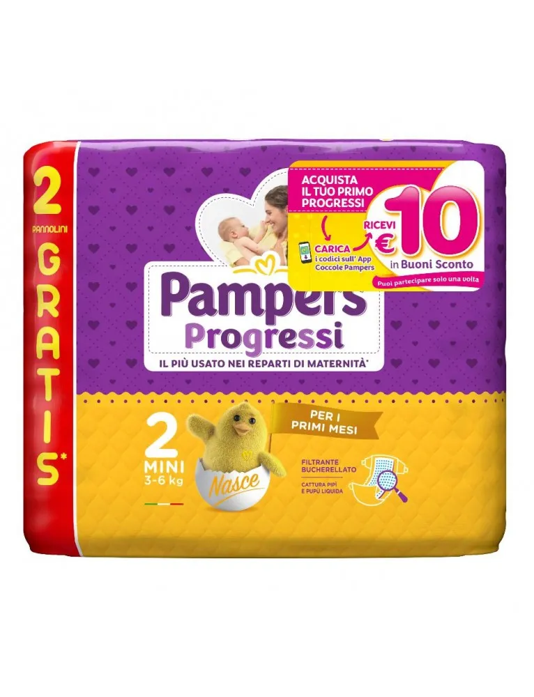 Pampers Progressi Mini Taglia 2 (3-6 kg) 30 pannolini