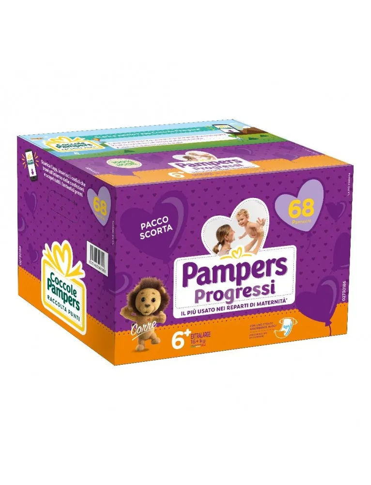 Pampers Progressi Extralarge (16+ kg) Taglia 6+ 68 Pannolini