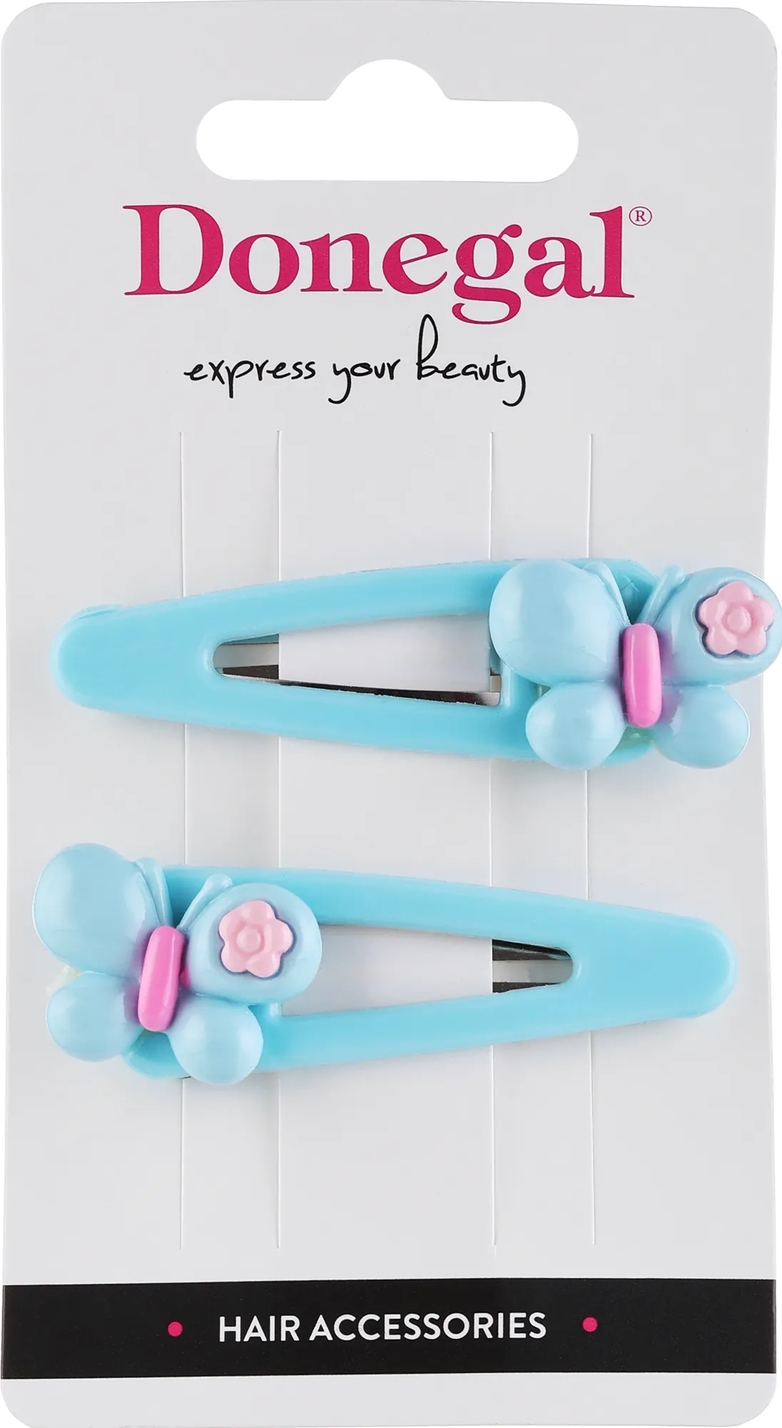 Mollette per capelli, 2 pezzi, FA-5709, farfalle, blu