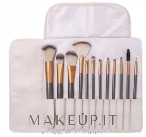 Set pennelli trucco professionali con custodia, 12 pz.