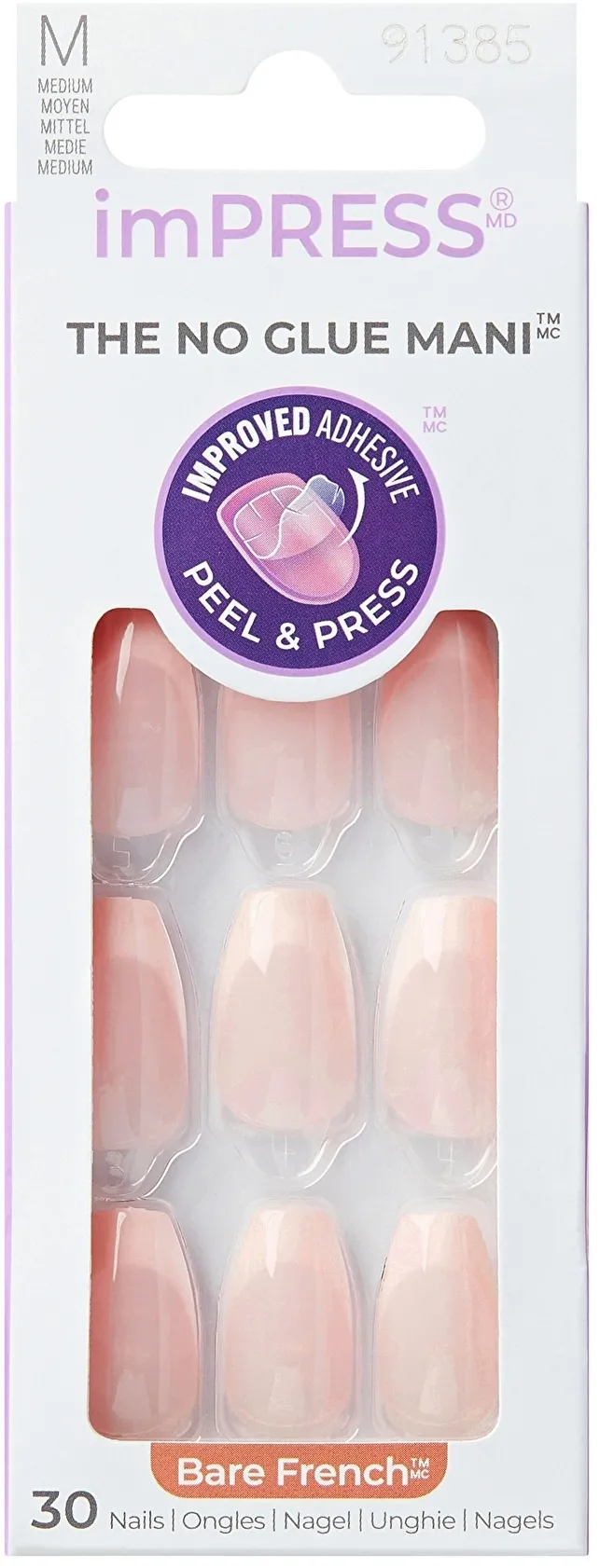 Set di unghie finte, misura M, 30 pz.