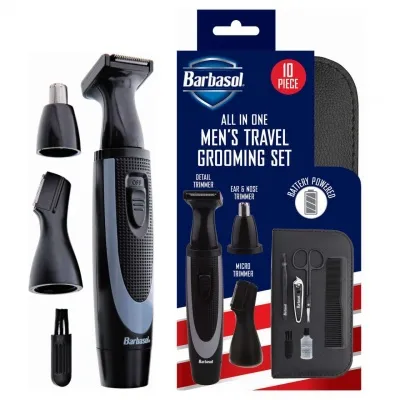 Barbasol All in One Men's Travel Grooming Set 10pz
