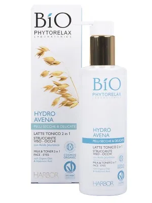 Bio Phytorelax Hydro Avena Pelli Secche & Disidratate Latte Tonico 2 in 1 Struccante Viso - Occhi 200 ml