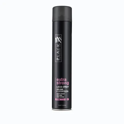 Black Extra Strong Lacca Spray Volume e Lucentezza Fissaggio Forte 500ml