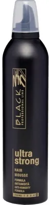 Black Ultra Strong Hair Mousse Nuova Formula Antiumidità 400ml
