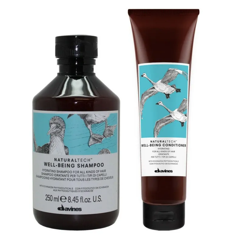 Davines Naturaltech Well-Being Shampoo + Conditioner 250+150ml - rituale idratante tutti tipi di capelli