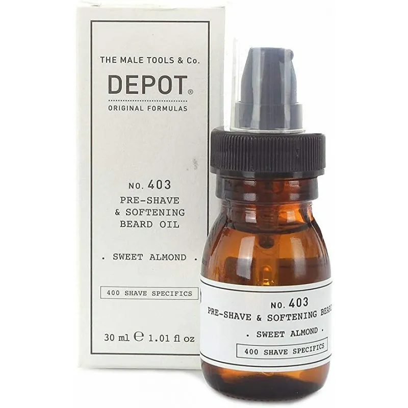 Depot No.403 Pre-Shave&Softening Beard Oil SWEET ALMOND 30ml - olio pre rasatura e emolliente barba