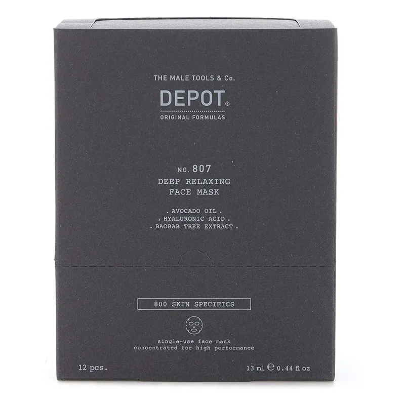 Depot No.807 Deep Relaxing Face Mask 12pc x 13ml - maschera viso uomo distendente rilassante