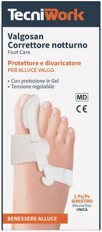 CORRETTORE NOTTURNO PER ALLUCE VALGO SINISTRO MISURA UNICA VALGOSAN 1 PEZZO