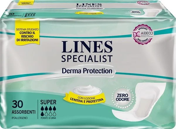 PANNOLONE LINES SPECIALIST DERMA SAGOMATO ANATOMICO SUPER 30 PEZZI